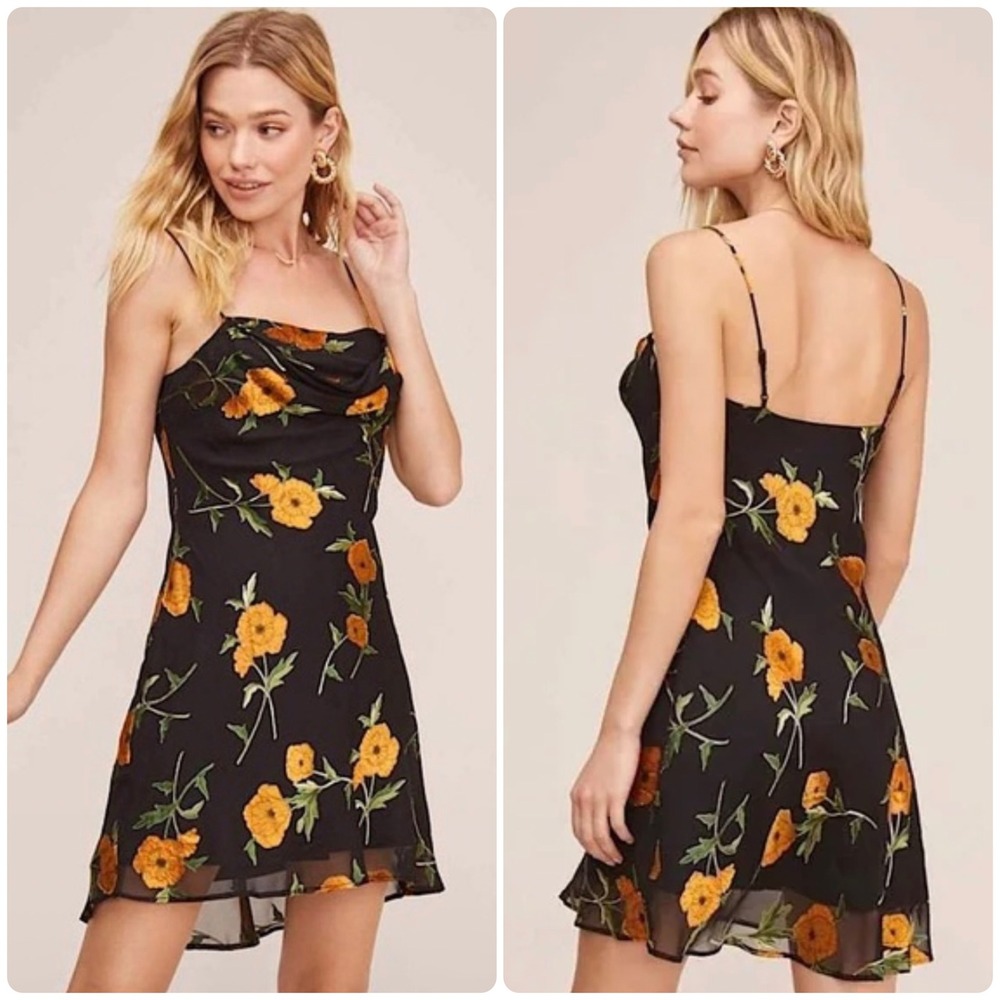 ASTR the Label Womens Blossom Floral Cowl Neck Whimsigoth Lark Slip Dress Size S